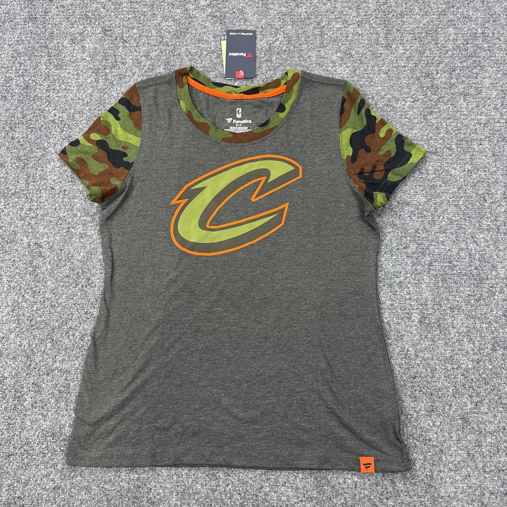 Cleveland Cavaliers Shirt Womens Small Gray NBA Basketball Camo Tee Fanatics